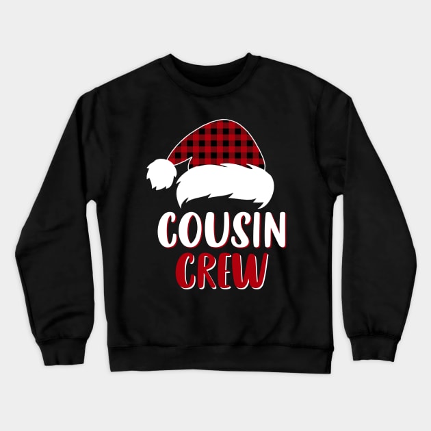 Cousin Crew Red Plaid Santa Hat Family Matching Christmas Pajama Crewneck Sweatshirt by Sincu